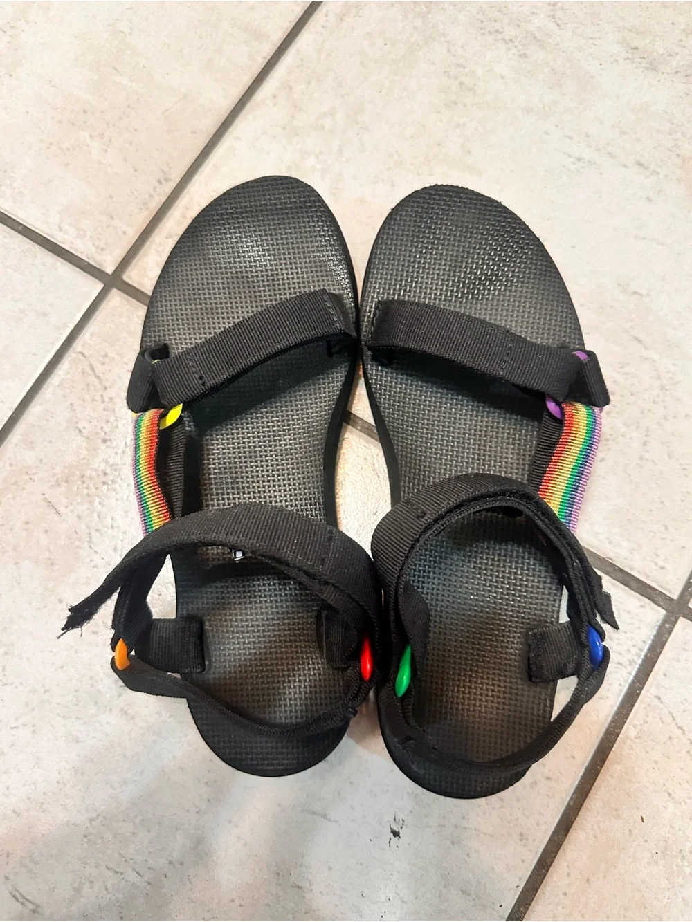 Teva Women's Black Rainbow Strap Sandal Teva Midform Universal Pride 10 - Picture 16 of 16